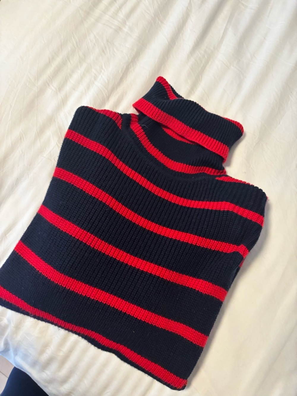 La Ligne Wool Navy & Red Striped Turtleneck Sweater XS